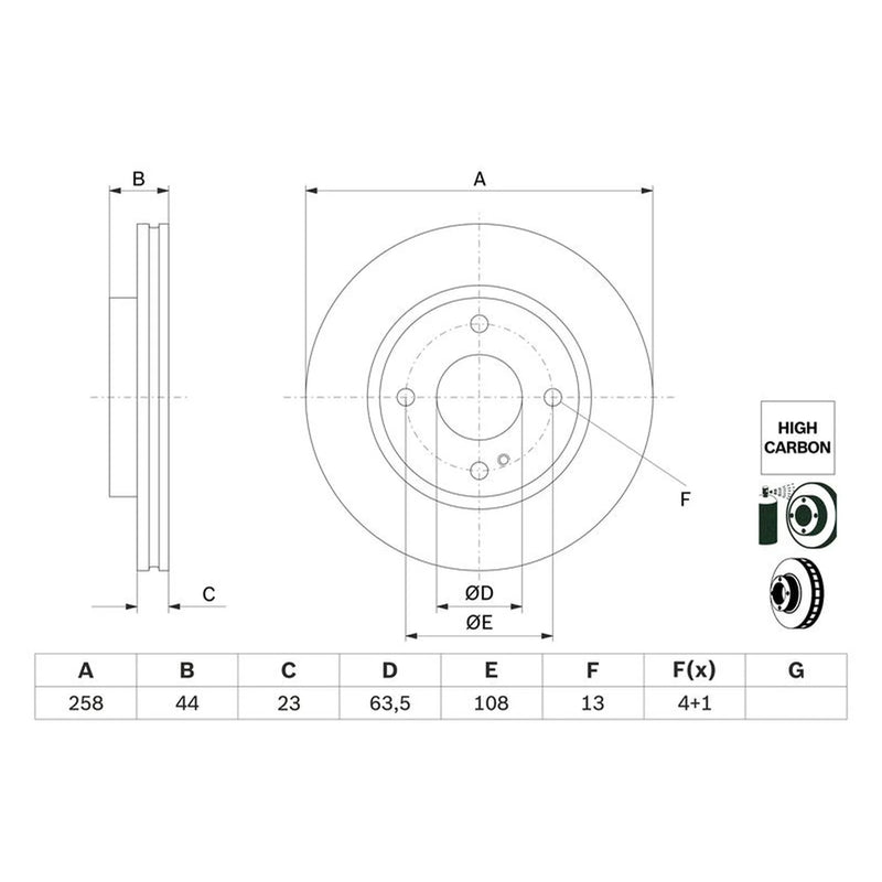 Bosch 2 x Vented Brake Discs fits Ford Ka+ III 2016-2020 1.2 1.5