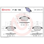 Brembo 4 x Front Brake Pad Set fits Audi A1 2010-2018 1.2 1.4 1.6 2.0
