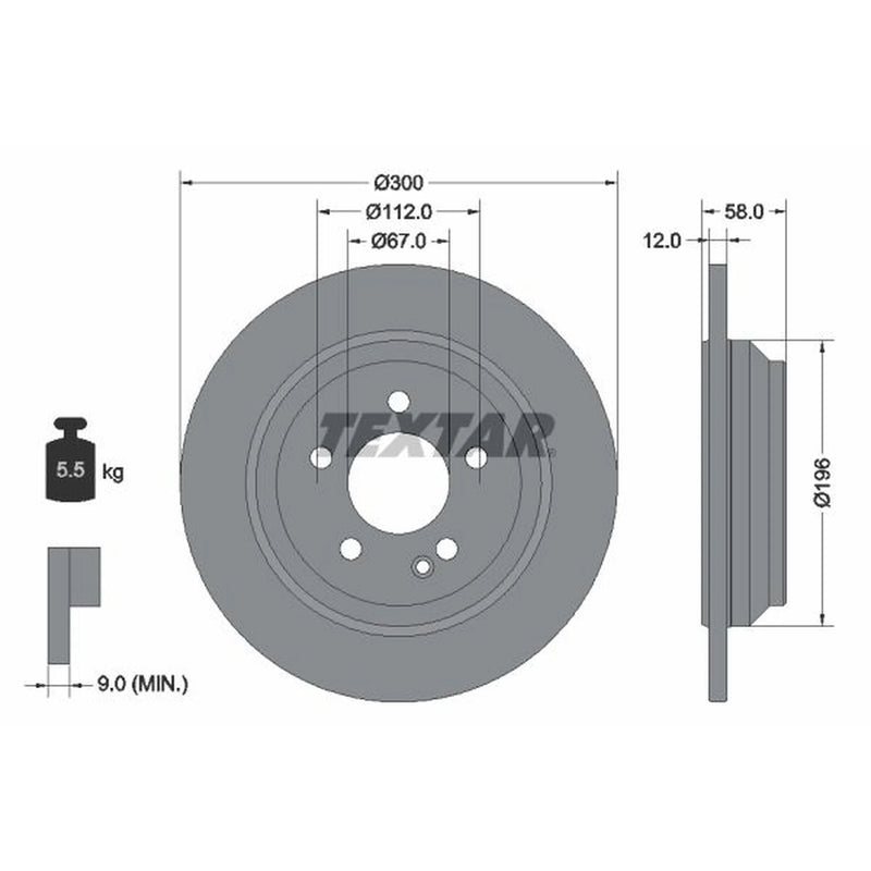 Textar 2 x Solid Rear Brake Discs 92272703-x2