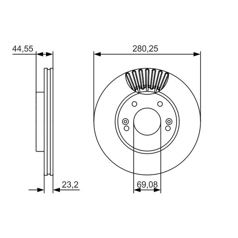 Bosch 2 x Vented Brake Discs