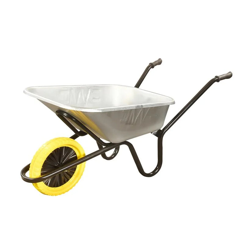 Walsall 120L Galvanised Heavy-Duty Invincible Wheelbarrow - Puncture Proof