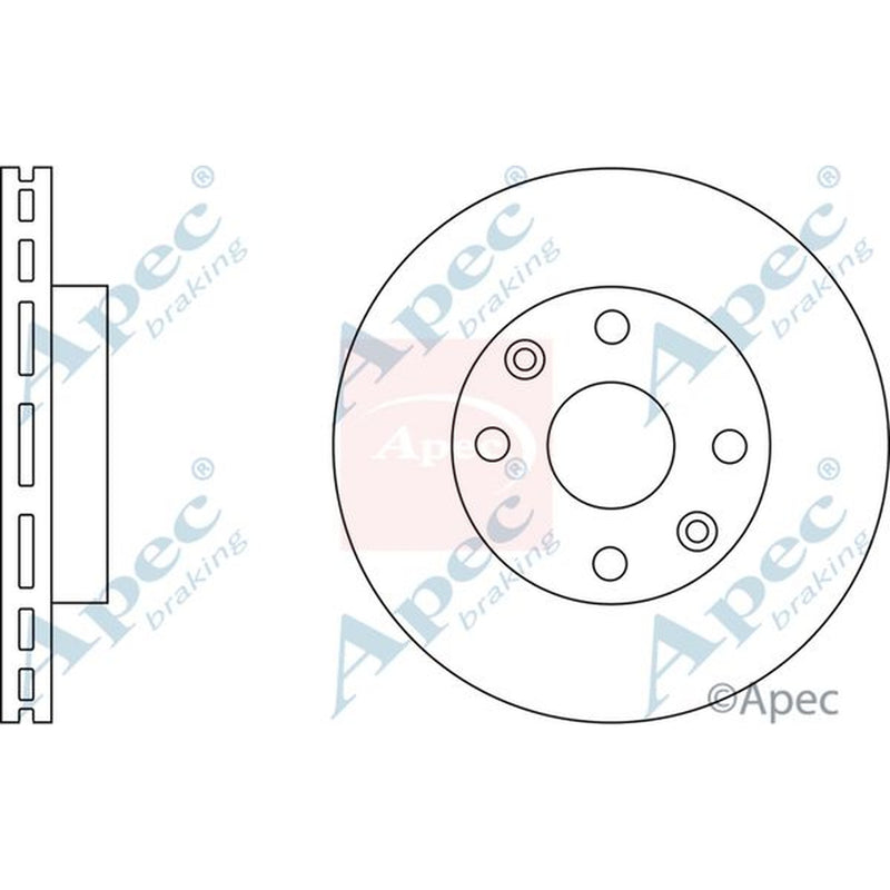 Apec 2 x Vented Brake Discs fits Kia Rio I 2000-2005 1.3 1.5