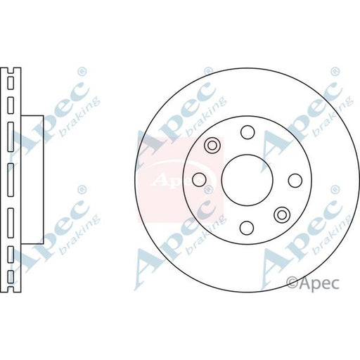 Apec 2 x Vented Brake Discs fits Kia Rio I 2000-2005 1.3 1.5