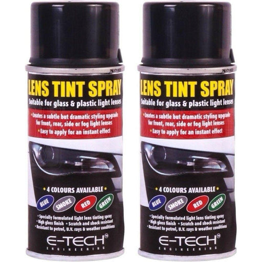 2x E-Tech Smoke Black Light Lens Tint Tinting Spray Glass Car Motorbike Lenses 150 E-Tech - NN4 Online 