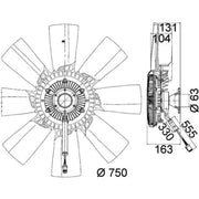 Mahle Engine Cooling Fan fits Scania P I 2004-2019