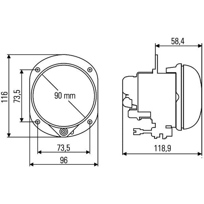 Hella Spotlamp (Universal) Right 1F0 010 293-001 1F0 010 293-001