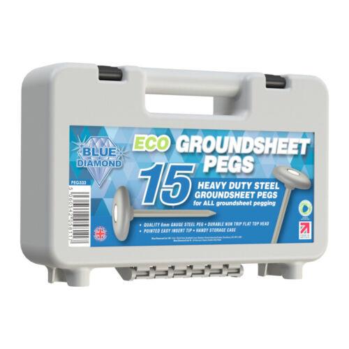 Blue Diamond ECO Heavy Duty Steel Metal Tent Awning Groundsheet Pegs - 15 Blue Diamond  - Dynamic Drive