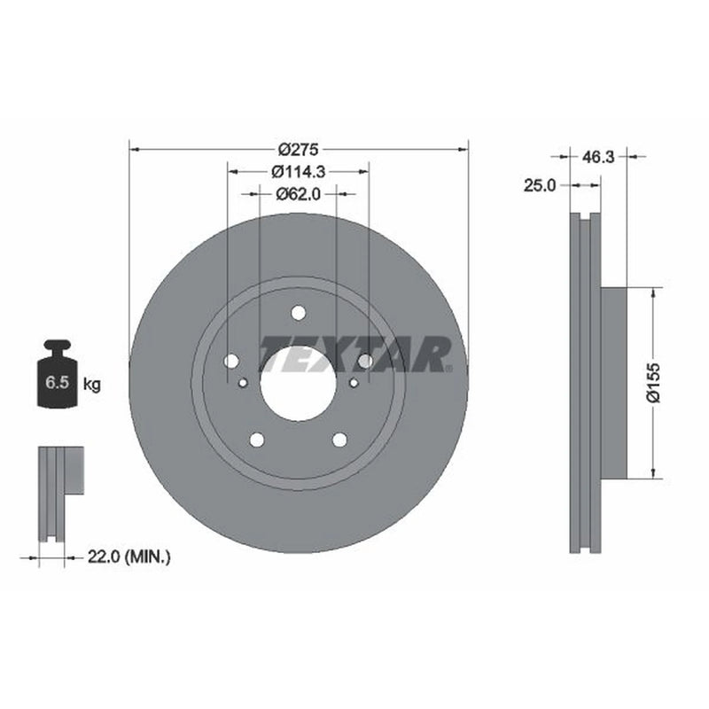 Textar 2 x Vented Brake Discs 92232703