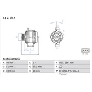 Bosch Car Alternator 12V fits Ford Ka 1996-2008 1.3