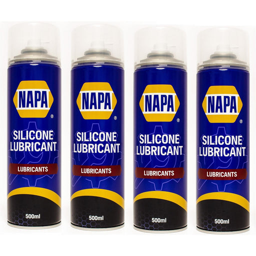 4x NAPA Silicone Lubricant Aerosol Spray Grease Can Water Resistant 500ml NAPA - Dynamic Drive