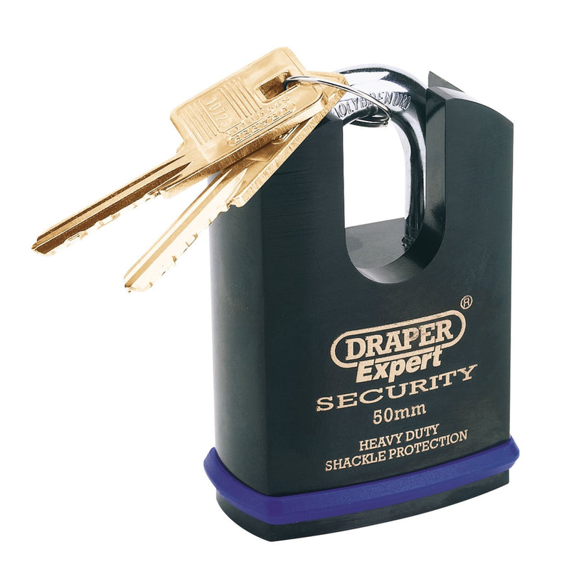 Draper Heavy Duty Padlock and 2 Keys with Shrouded Shackle, 50mm 64197 Draper - Dynamic Drive