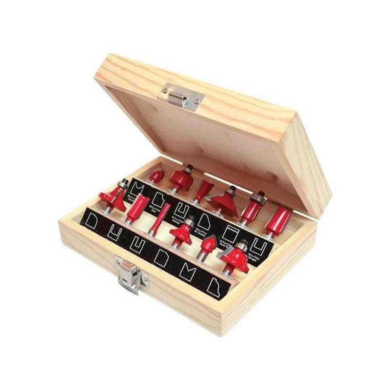 Faithfull 1/4in TCT Router Bit Set, 12 Piece Faithfull - Town Tools