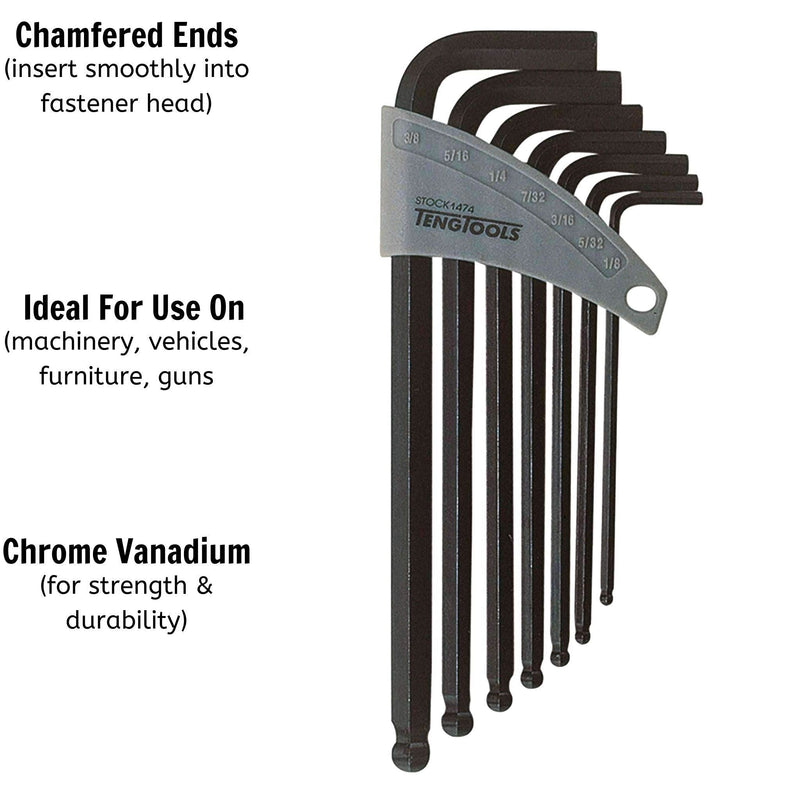 Teng Tools Ball Point Hex Key Set AF 7 Pieces Teng Tools - Dynamic Drive
