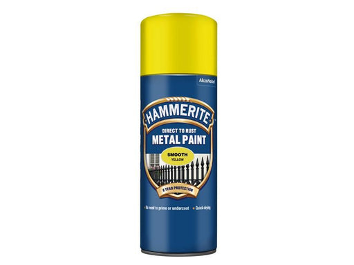 Hammerite Direct to Rust Smooth Finish Aerosol Yellow 400ml Hammerite - NN4 Online