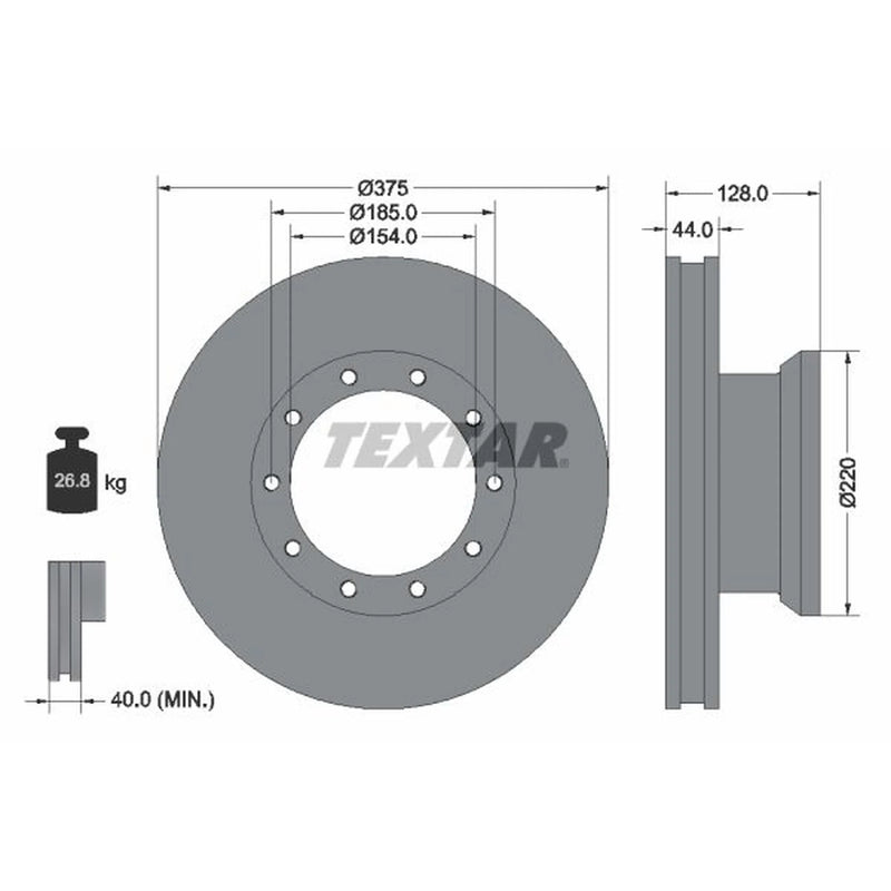 Textar 2 x Internally Vented Brake Discs 93105700