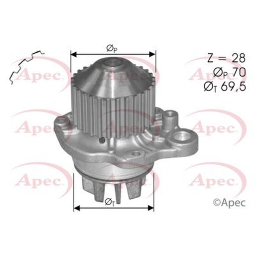 Apec Engine Cooling Water Pump fits Citroën C8 2002 on 3.0