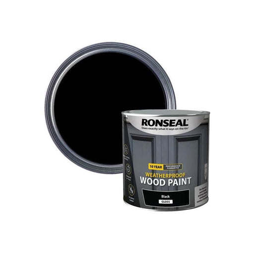 Ronseal 10 Year Weatherproof Wood Paint Black Gloss 2.5 litre Ronseal - Dynamic Drive