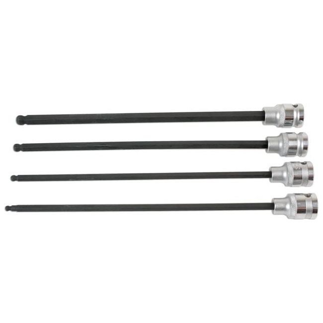 Laser Extra Long Ball End Hex Socket Bit Set 1/2"D 4pc 6711 Laser - Dynamic Drive