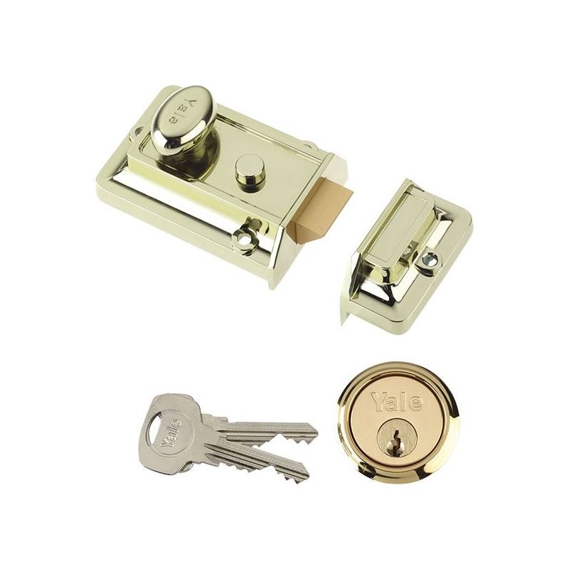 Yale Locks P77 Traditional Nightlatch 60mm Backset Brasslux Finish Box Yale Locks - Dynamic Drive