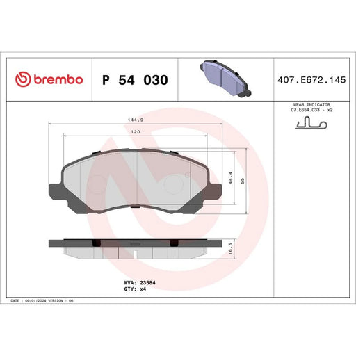Brembo Front Brake Internally Vented Discs & Pads fits Dodge Journey 2009 on 2.4