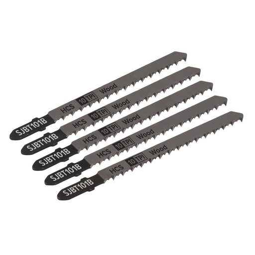 Sealey Jigsaw Blade Hard Wood 100mm 10tpi Pack of 5 SJBT101B Sealey - Dynamic Drive