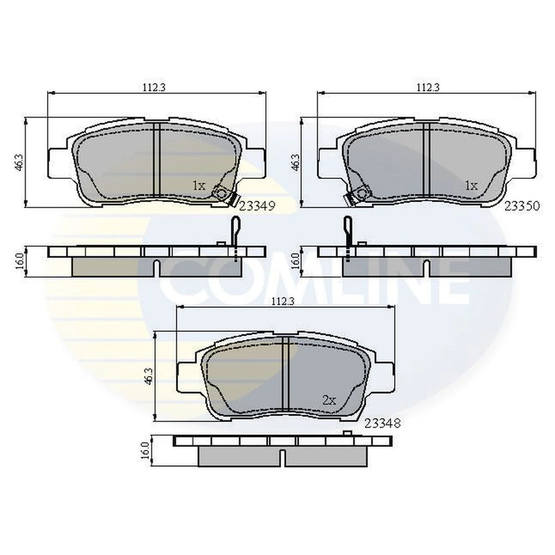 Comline 4 x Front Brake Pad Set fits Toyota Yaris Verso 1999-2005 1.3 1.4