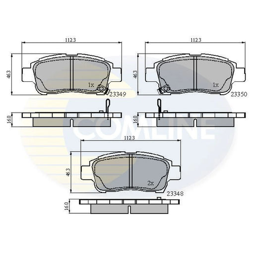 Comline 4 x Front Brake Pad Set fits Toyota Yaris Verso 1999-2005 1.3 1.4