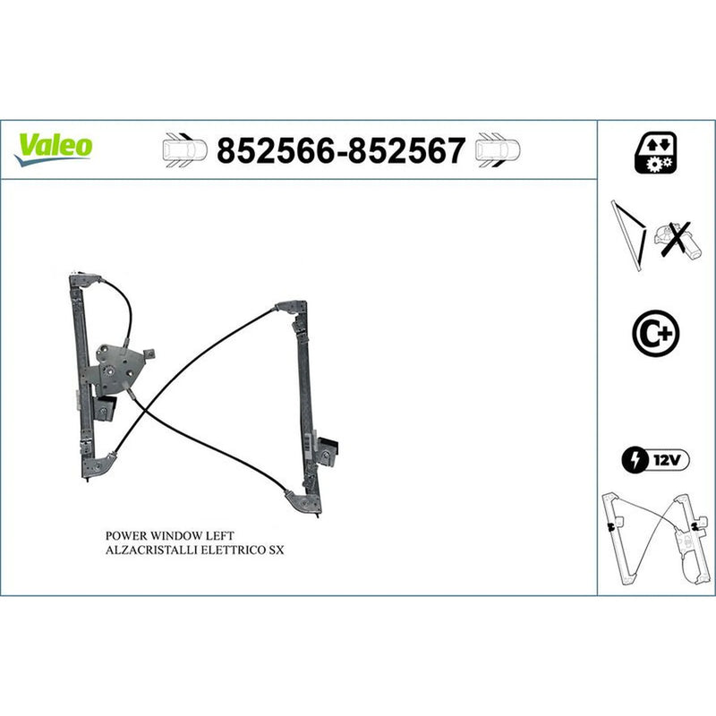 Valeo Electric Window Regulator Lifter Left Front 852566