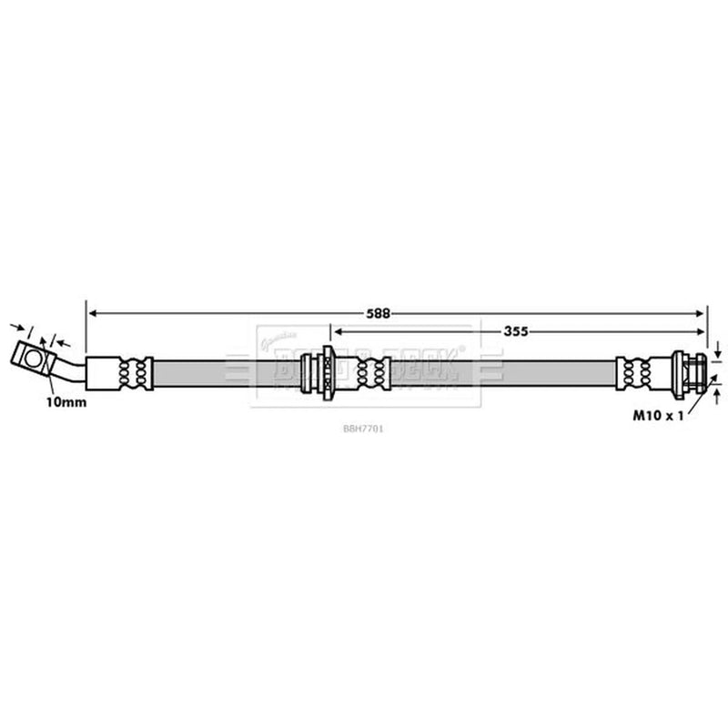 Borg & Beck Brake Hydraulic Hose Line Front Right BBH7701