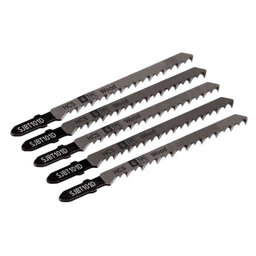 Sealey Jigsaw Blade Hard Wood 100mm 6tpi Pack of 5 SJBT101D Sealey - Dynamic Drive