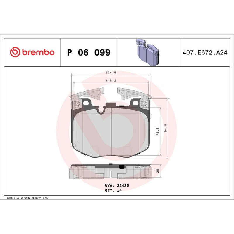 Brembo 4 x Front Brake Pad Set fits Alpina XD3 2022 on