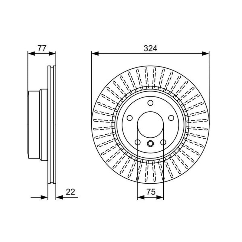 Bosch 2 x Vented Brake Discs fits BMW 1 2007-2013