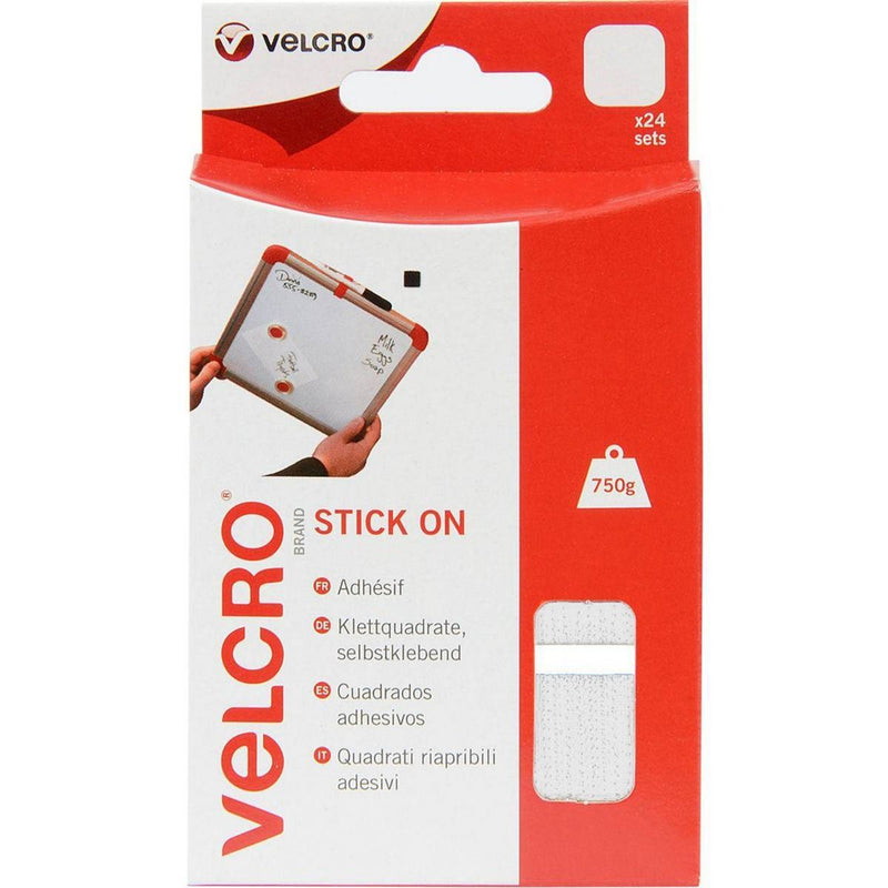 Effortlessly attach with Velcro® Brand Stick On Squares 25mm x 24 White Velcro - Dynamic Drive
