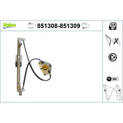 Valeo Electric Window Regulator Lifter Right Rear 851309