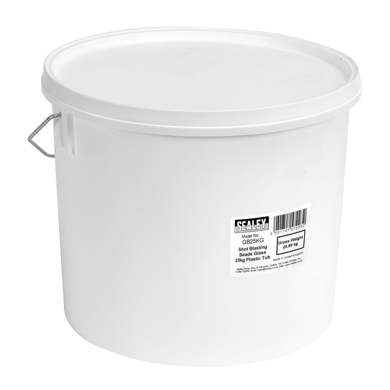 Sealey Shot Blasting Beads Glass 25kg Plastic Tub GB25KG Sealey - Dynamic Drive