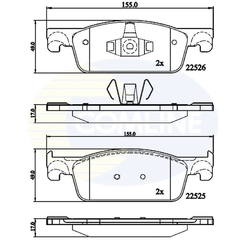 Comline 4 x Front Brake Pad Set fits Dacia Logan II 2012-2013 1.5 1.6