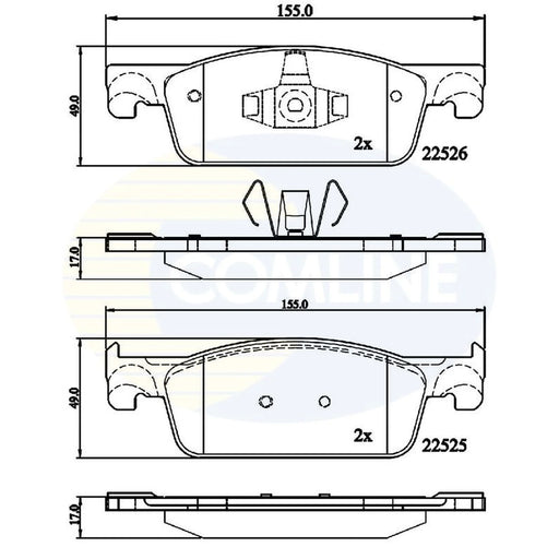 Comline 4 x Front Brake Pad Set fits Dacia Logan II 2012-2013 1.5 1.6