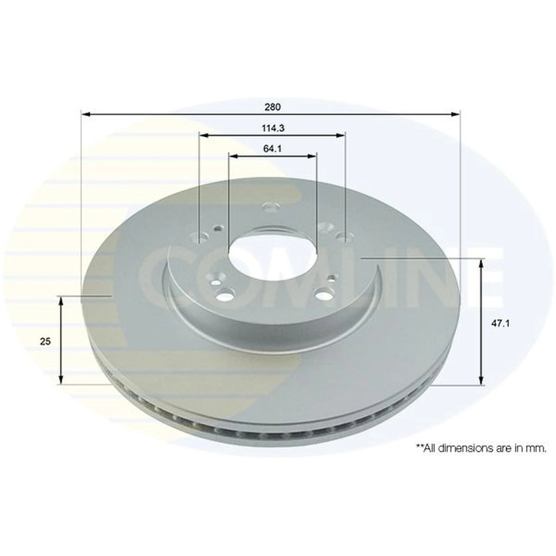 Comline 2 x Vented Front Brake Discs ADC0576V-x2