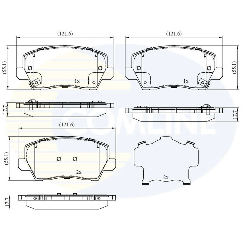 Comline 4 x Front Brake Pad Set fits Kia Picanto III 2017-2018 1.0 1.2