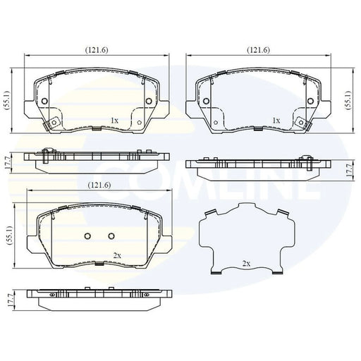 Comline 4 x Front Brake Pad Set fits Kia Picanto III 2017-2018 1.0 1.2