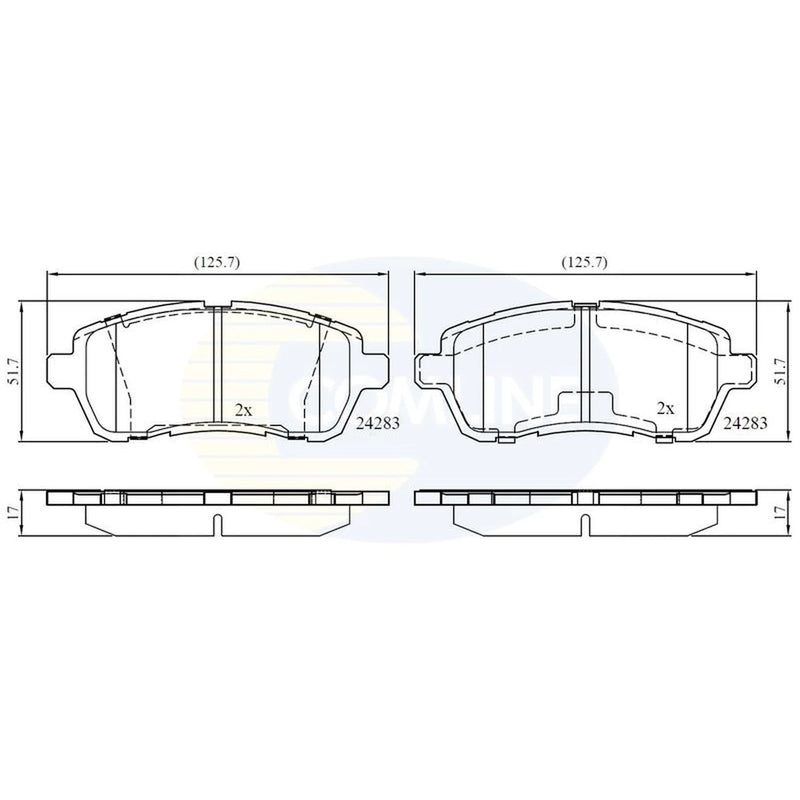 Comline Front Brake Discs & Pads fits Mazda 2 2007-2015 1.3 1.4 1.5 1.6