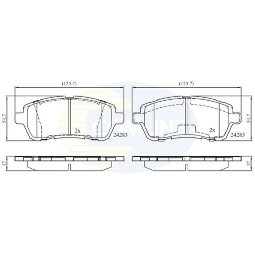 Comline Front Brake Discs & Pads fits Mazda 2 2007-2015 1.3 1.4 1.5 1.6