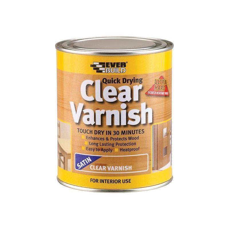 Everbuild Sika Quick Dry Wood Varnish Satin Clear 750ml Everbuild Sika - NN4 Online