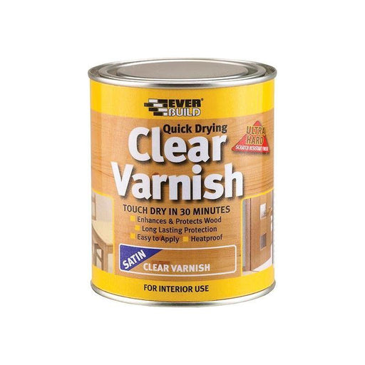 Everbuild Sika Quick Dry Wood Varnish Satin Clear 750ml Everbuild Sika - NN4 Online