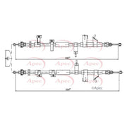 Apec Handbrake Cable Left Rear fits Ford Tourneo Connect 2013-2022 1.5 1.6