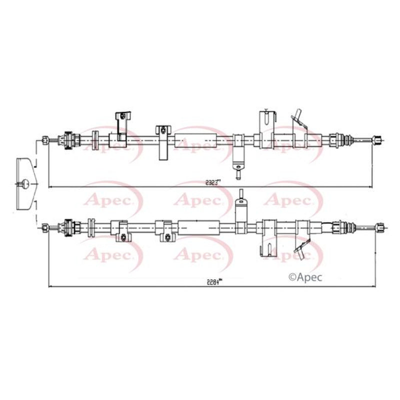 Apec Handbrake Cable Left Rear fits Ford Tourneo Connect 2013-2022 1.5 1.6