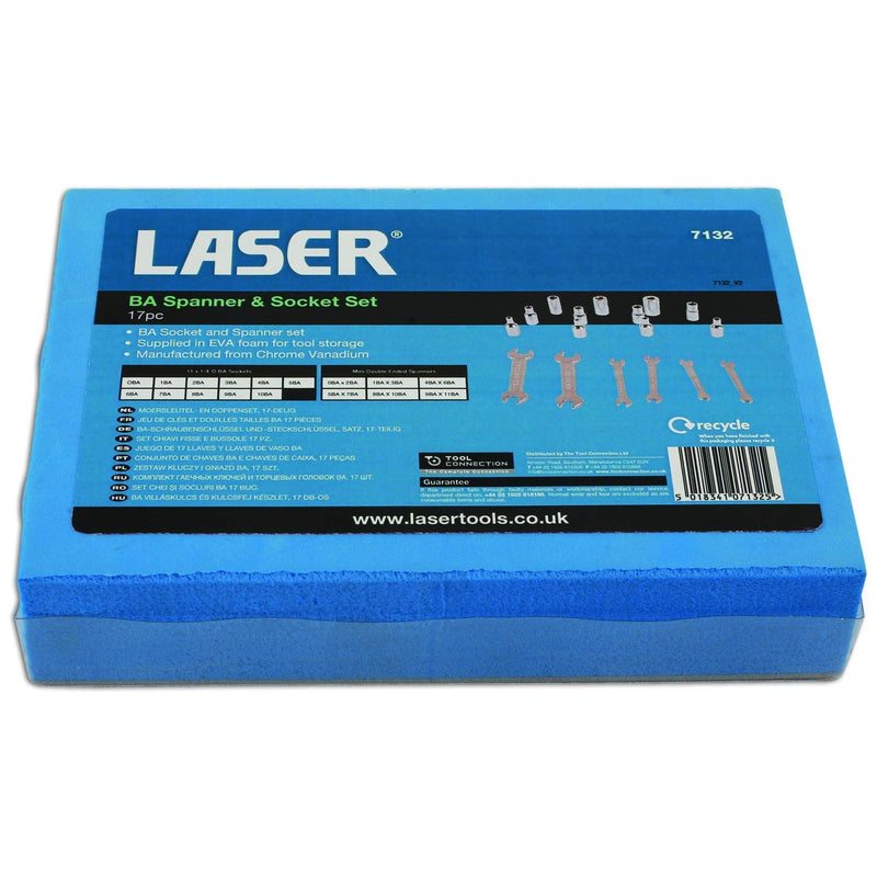 Laser BA Spanner & Socket Set 1/4"D 17pc 7132 Laser - Dynamic Drive