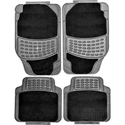 4 PCS Car Mats Rubber & Carpet Black Universal Fit Heavy Duty Non Slip Sakura - Bars 4 Cars