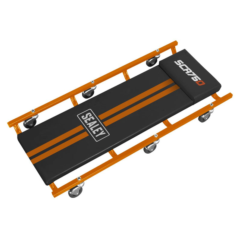 Sealey 36" Deluxe American-Style Creeper with Steel Frame & 6 Wheels Orange Sealey - Dynamic Drive