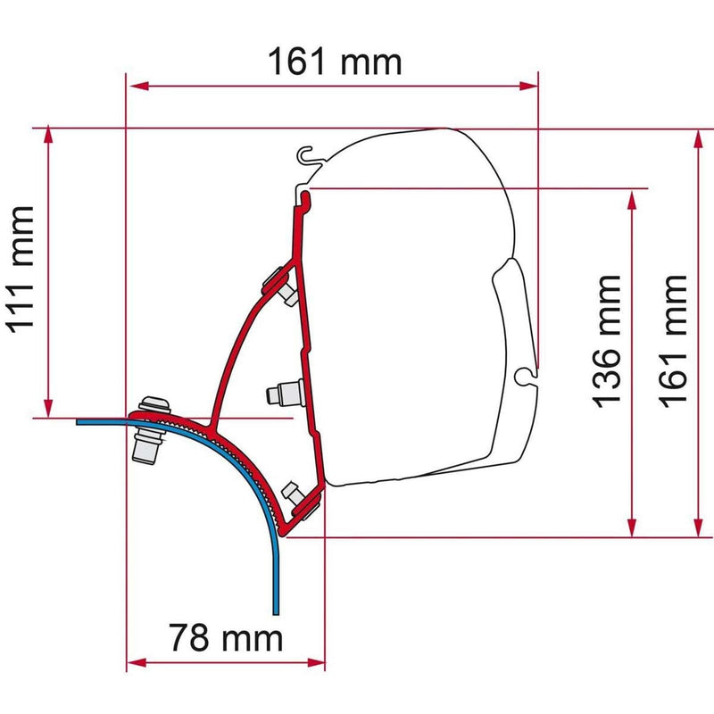 Fiamma F43 Bracket for VW T5/T6 Transporter Lift Roof RHD - Deep Black Fiamma - Dynamic Drive